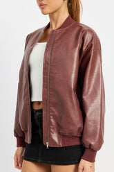 Vintage Faux Leather Bomber Jacket Emory Park
